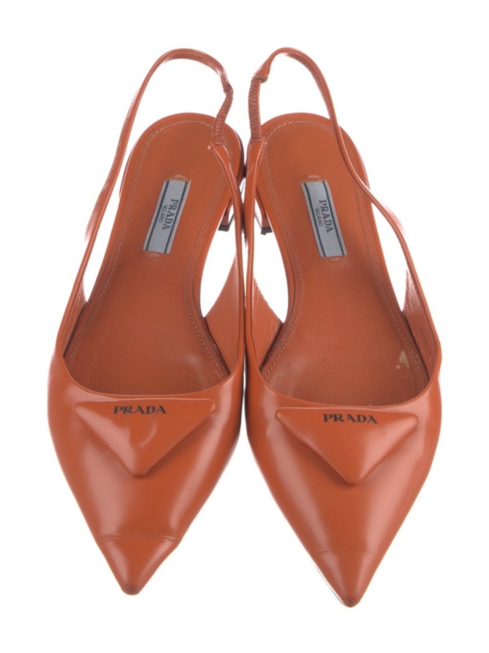 Prada Orange Pointed Slingback Mules